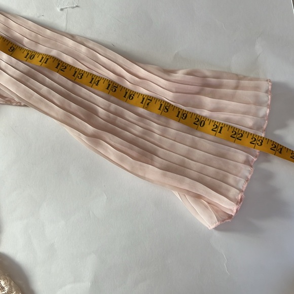 Pinky feminine sheer floral lace chiffon pleated bishop sleeve pullover pink L - Picture 13 of 14